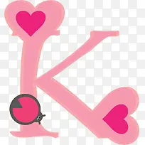 爱心英文字母K