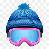 蓝色毛线滑雪帽子