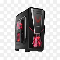 红色图案的黑色电脑主机