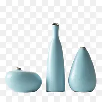蓝色花瓶摆件三件套