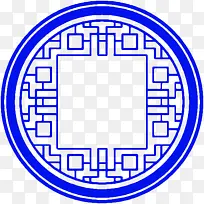 蓝色中国风窗花窗户装饰图案