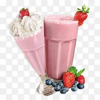 草莓果汁粉色清新餐饮海报