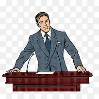 矢量手绘演讲男人