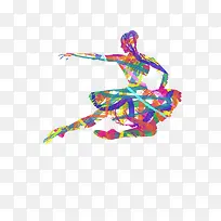 彩色线条芭蕾舞演员