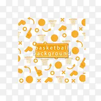 橙色篮球元素无缝背景矢量素材