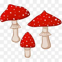 三棵红色蘑菇