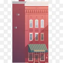 卡通红色楼房建筑