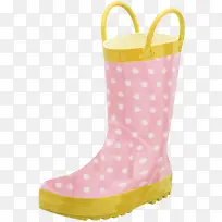 粉色波点雨鞋