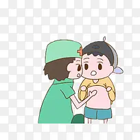 可爱插图儿科医生检查身体
