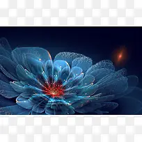透明蓝色花瓣花卉海报背景