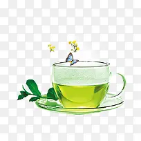 绿色茶杯元素