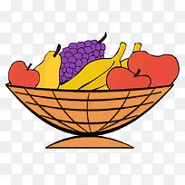 卡通放满水果的水果盘