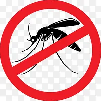 卡通简约红色圆形禁止蚊子疾控图