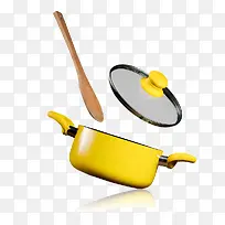 黄色的锅和勺子