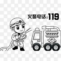 火警电话卡通安全提示素材
