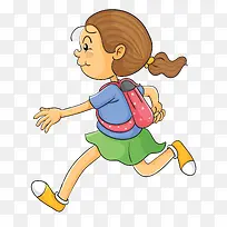 大步奔跑上学的女孩