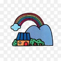 卡通山和彩虹