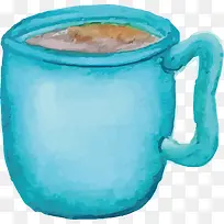 蓝色水彩咖啡杯