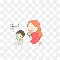 手拿玩具逗小孩的妈妈
