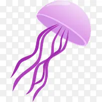 夏日手绘海底紫色水母