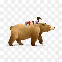 骑在熊身上的孩子