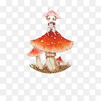 蘑菇上的小女孩