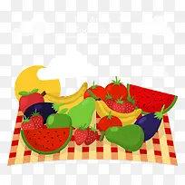 水果蔬菜桌布矢量
