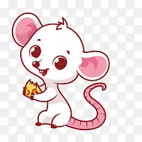 卡通可爱小老鼠吃披萨
