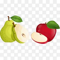 矢量手绘苹果和梨