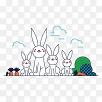 矢量图线条画的兔子
