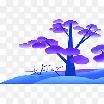 卡通手绘创意紫色渐变树木