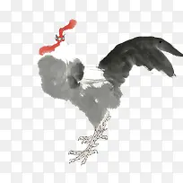一只水墨画的鸡