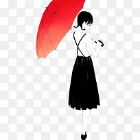 打伞的小姑娘