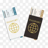 矢量旅游护照飞机票免费下载