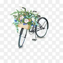 高清文艺复古装满花的自行车