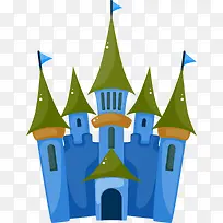 蓝色卡通城堡装饰图案