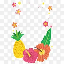 热带彩色花朵装饰框