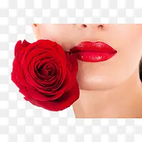 玫瑰花与美女红唇