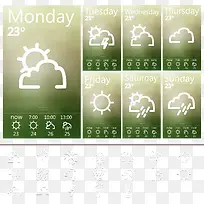 绿色手机天气插件矢量图