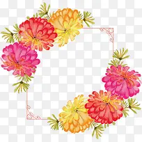 彩色菊花装饰框