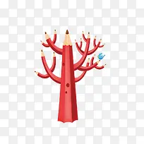 红色铅笔树