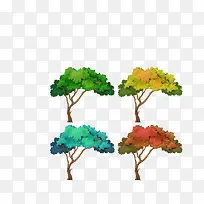 矢量彩色森林树木七彩树冠