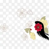 时尚人像花纹矢量素材