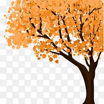秋分手绘黄色树木