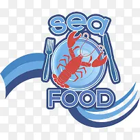 龙虾和餐具背景图片