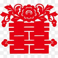 红色囍字剪纸png图