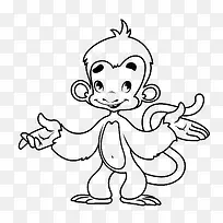 可爱卡通手绘摊手猴子插画