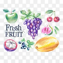 彩色铅笔画手绘水果