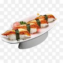 白色盘子鳗鱼寿司餐饮食品