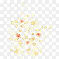 手绘粉黄色花朵漂浮插图装饰